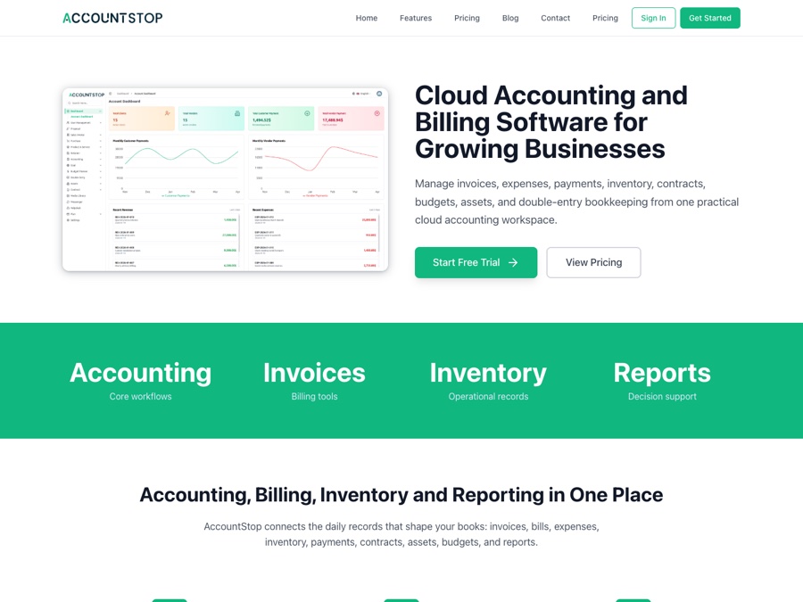 AccountStop.com homepage