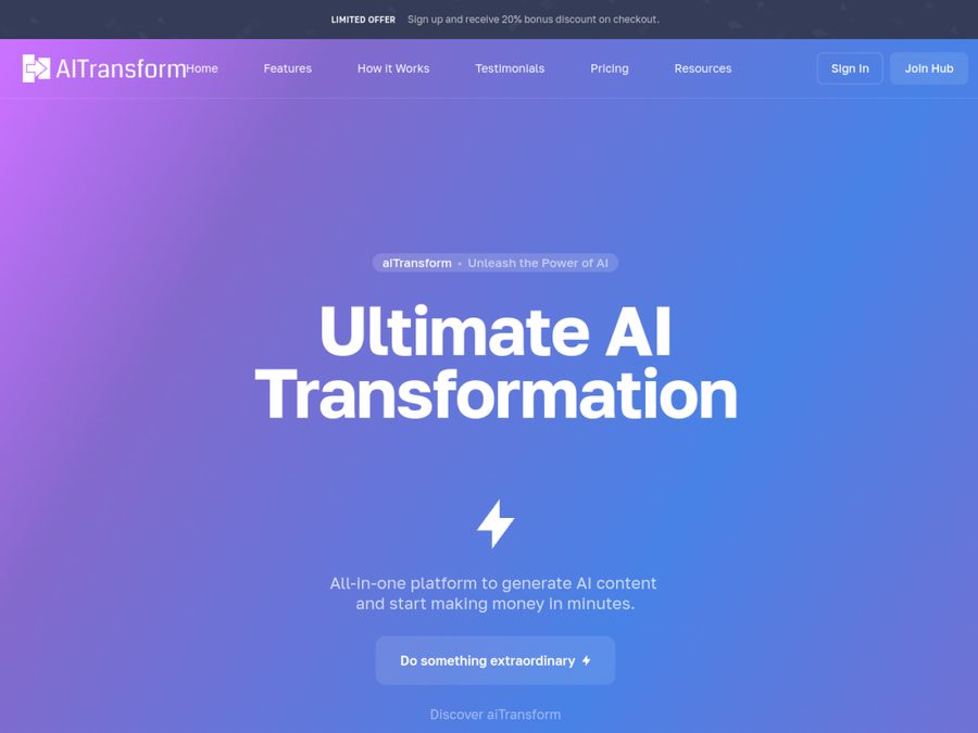 aiTransform.com homepage