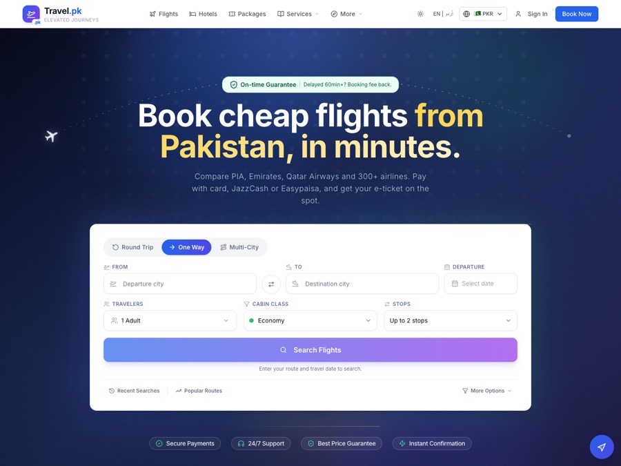 Travel.pk homepage